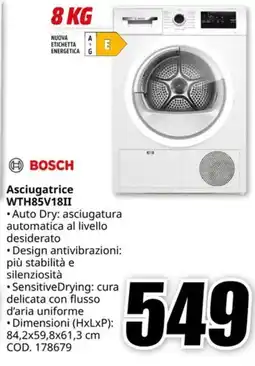 MediaWorld BOSCH Asciugatrice WTH85V18II offerta