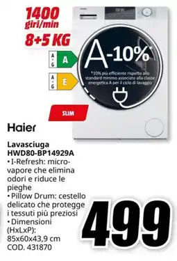 MediaWorld HAIER Lavasciuga HWD80-BP14929A offerta
