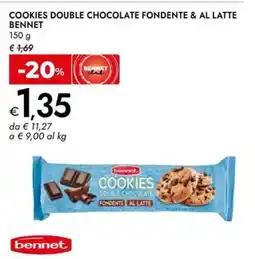 Bennet Cookies double chocolate fondente & al latte BENNET offerta