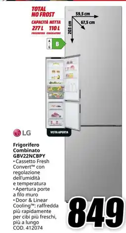 MediaWorld LG Frigorifero Combinato GBV22NCBPY offerta