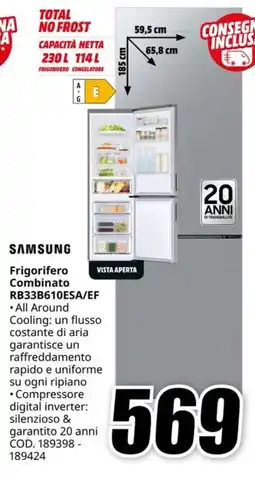 MediaWorld SAMSUNG Frigorifero Combinato RB33B610ESA/EF offerta