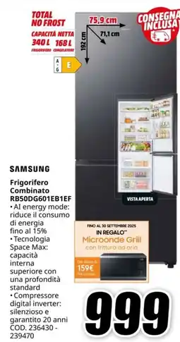 MediaWorld SAMSUNG Frigorifero Combinato RB50DG601EB1EF offerta