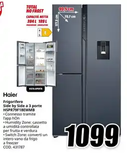 MediaWorld HAIER Frigorifero Side by Side a 3 porte HSPR79F18EWMB offerta