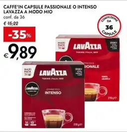 Bennet Caffe'in capsule passionale o intenso lavazza a modo mio offerta