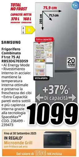 MediaWorld SAMSUNG Frigorifero Combinato F1rst 75 AI RB53DG703DS9 offerta