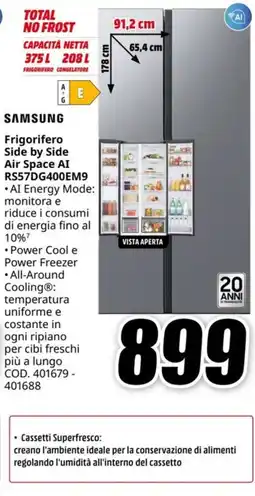 MediaWorld SAMSUNG Frigorifero Side by Side Air Space AI RS57DG400EM9 offerta