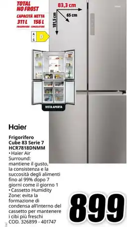 MediaWorld HAIER Frigorifero Cube 83 Serie 7 HCR7818DNMM offerta
