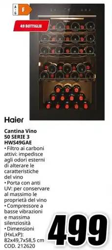 MediaWorld HAIER Cantina Vino 50 SERIE 3 HWS49GAE offerta