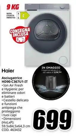 MediaWorld HAIER Asciugatrice HD90-C367U1-IT offerta