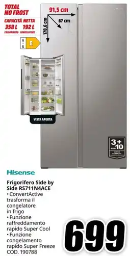 MediaWorld HISENSE Frigorifero Side by Side RS711N4ACE offerta