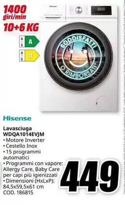 MediaWorld HISENSE Lavasciuga WDQA1014EVJM offerta