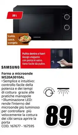 MediaWorld SAMSUNG Forno a microonde MS20A3010AL offerta