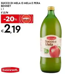Bennet Succo di mela o mela e pera BENNET offerta