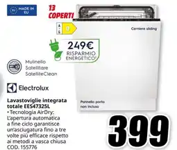 MediaWorld ELECTROLUX Lavastoviglie integrata totale EES47325L offerta