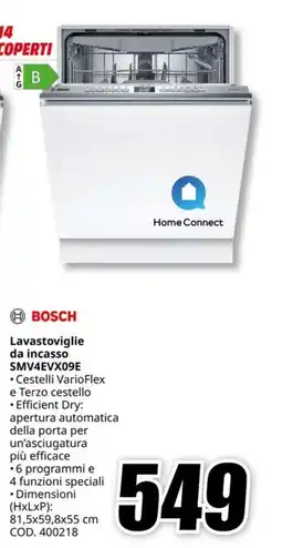 MediaWorld BOSCH Lavastoviglie da incasso SMV4EVX09E offerta
