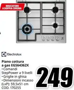 MediaWorld ELECTROLUX Piano cottura a gas EGS64362X offerta