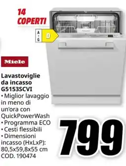 MediaWorld MIELE Lavastoviglie da incasso G5153SCVI offerta