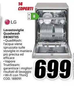 MediaWorld LG Lavastoviglie Quadwash DB365TXS offerta