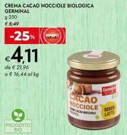 Bennet Crema cacao nocciole biologica GERMINAL offerta