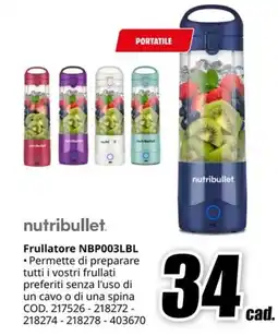 MediaWorld NUTRIBULLET Frullatore NBP003LBL offerta
