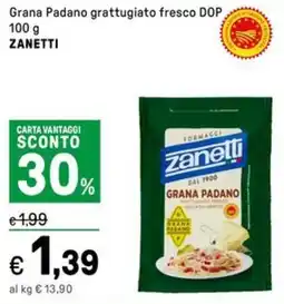 Iper La Grande Grana Padano grattugiato fresco DOP ZANETTI offerta