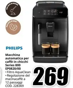 MediaWorld PHILIPS Macchina automatica per caffè in chicchi Series 800 EP0820/00 offerta