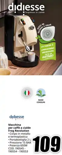 MediaWorld DIDIESSE Macchina per caffè a cialde Frog Revolution offerta