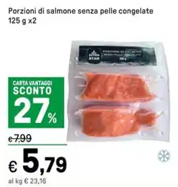 Iper La Grande Porzioni di salmone senza pelle congelate offerta