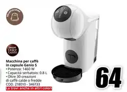 MediaWorld DOLCE GUSTO Macchina per caffè in capsule Genio S offerta