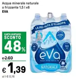 Iper La Grande Acqua minerale naturale o frizzante EVA offerta