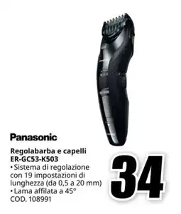 MediaWorld PANASONIC Regolabarba e capelli ER-GC53-K503 offerta