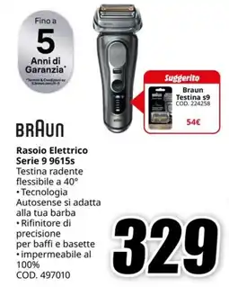 MediaWorld BRAUN Rasoio Elettrico Serie 9 9615s offerta
