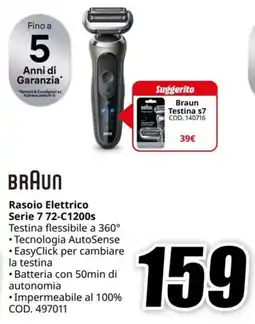 MediaWorld BRAUN Rasoio Elettrico Serie 7 72-C1200s offerta