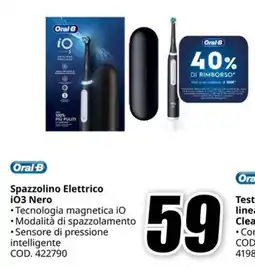 MediaWorld ORAL B Spazzolino Elettrico i03 Nero offerta