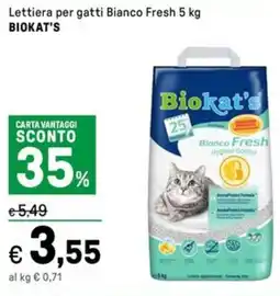 Iper La Grande Lettiera per gatti Bianco Fresh BIOKAT'S offerta