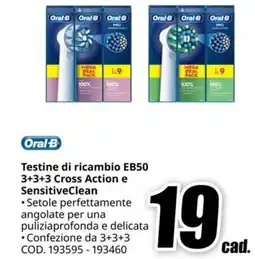 MediaWorld ORAL B Testine di ricambio EB50 3+3+3 Cross Action e SensitiveClean offerta