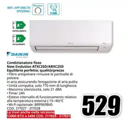 MediaWorld DAIKIN Condizionatore fisso New Evolution ATXC25D/ARXC25D offerta