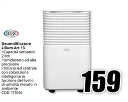 MediaWorld ARGO Deumidificatore Lilium Art 13 offerta