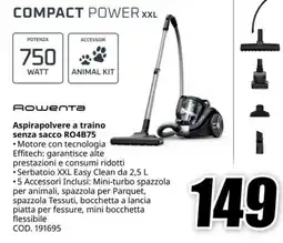MediaWorld ROWENTA Aspirapolvere a traino senza sacco RO4B75 offerta