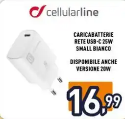 Iper La Grande cellularline CARICABATTERIE RETE USB-C 25W small Bianco offerta
