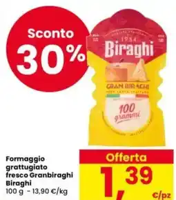 Eurospar Formaggio grattugiato fresco Granbiraghi Biraghi offerta