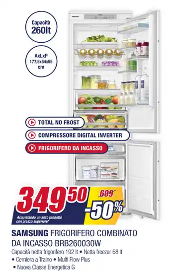 Trony Samsung Frigorifero Combinato Da Incasso BRB260030W offerta