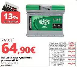 Brico Io Batteria auto Quantum potenza 45 Ah offerta