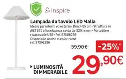 Leroy Merlin Lampada da tavolo LED Malla offerta