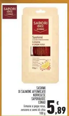 Conad SASHIMI DI SALMONE AFFUMICATO NORVEGESE SAPORIDEA CONAD offerta