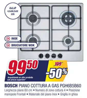 Trony Bosch Piano Cottura A Gas PGH6B5B60 offerta