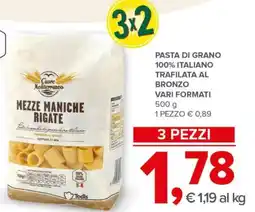 Todis Pasta di grano 100% italiano trafilata al bronzo vari formati offerta
