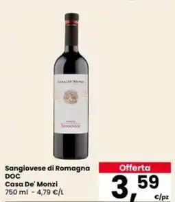 Eurospar Sangiovese di Romagna DOC Casa De' Monzi offerta