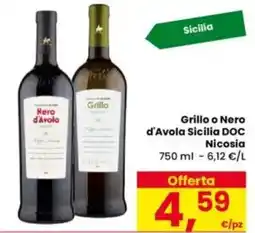 Eurospar Grillo o Nero d'Avola Sicilia DOC Nicosia offerta