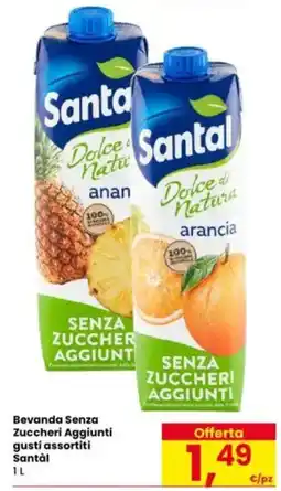 Eurospar Bevanda Senza Zuccheri Aggiunti gusti assortiti Santàl offerta